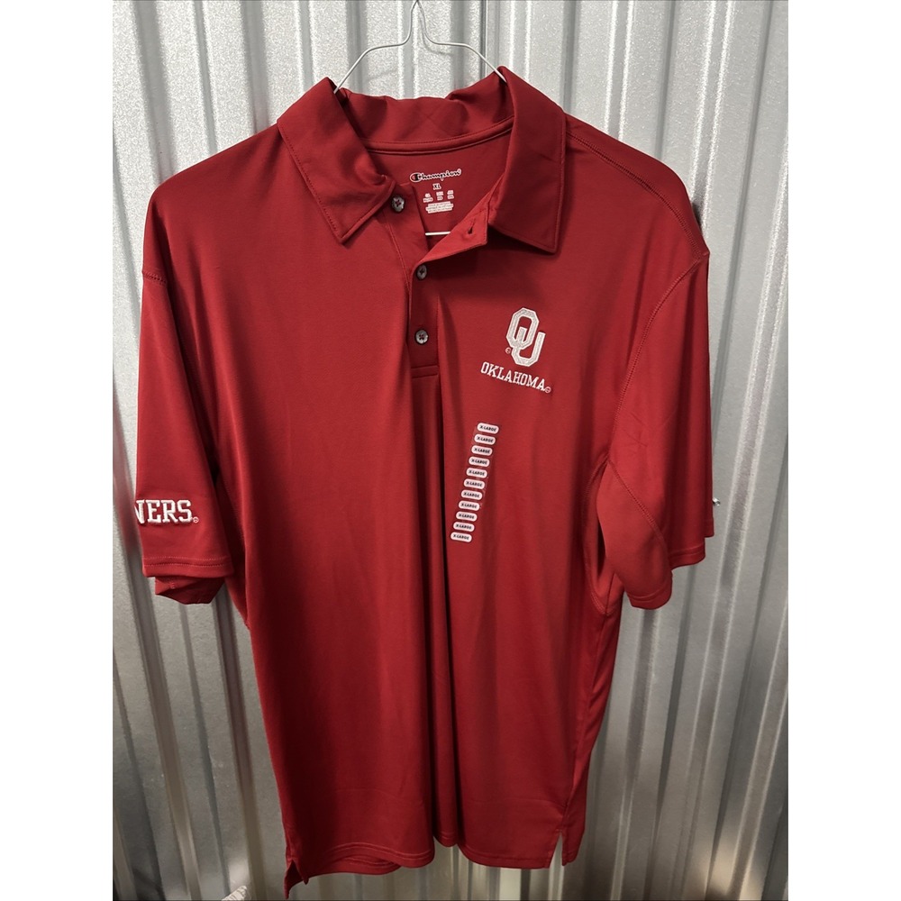 Champion Men's Red Oklahoma Sooners Polo Golf Shirt - Size XL NWT